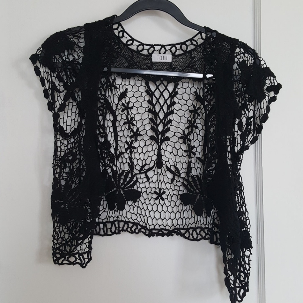 Crochet lace black cover up